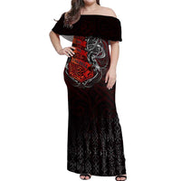 Victory Or Valhalla Off Shoulder Maxi Dress Viking - Wonder Print Shop