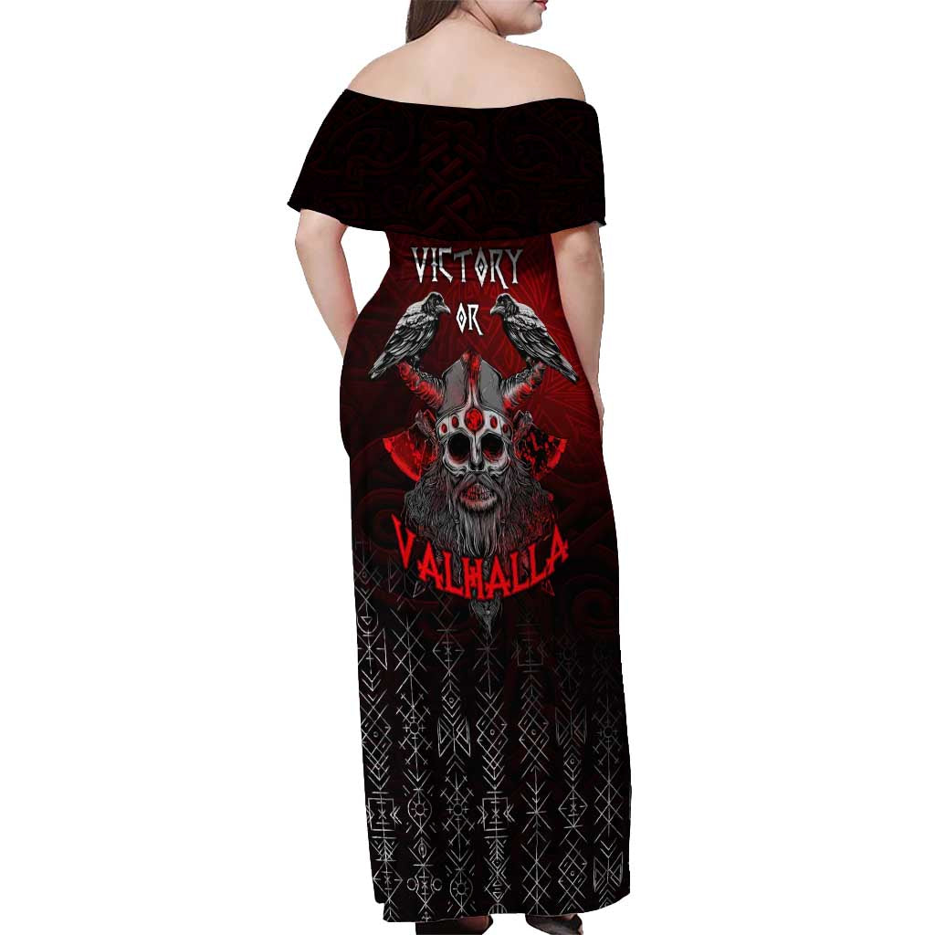 Victory Or Valhalla Off Shoulder Maxi Dress Viking - Wonder Print Shop