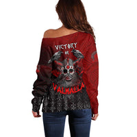Victory Or Valhalla Off Shoulder Sweater Viking - Wonder Print Shop