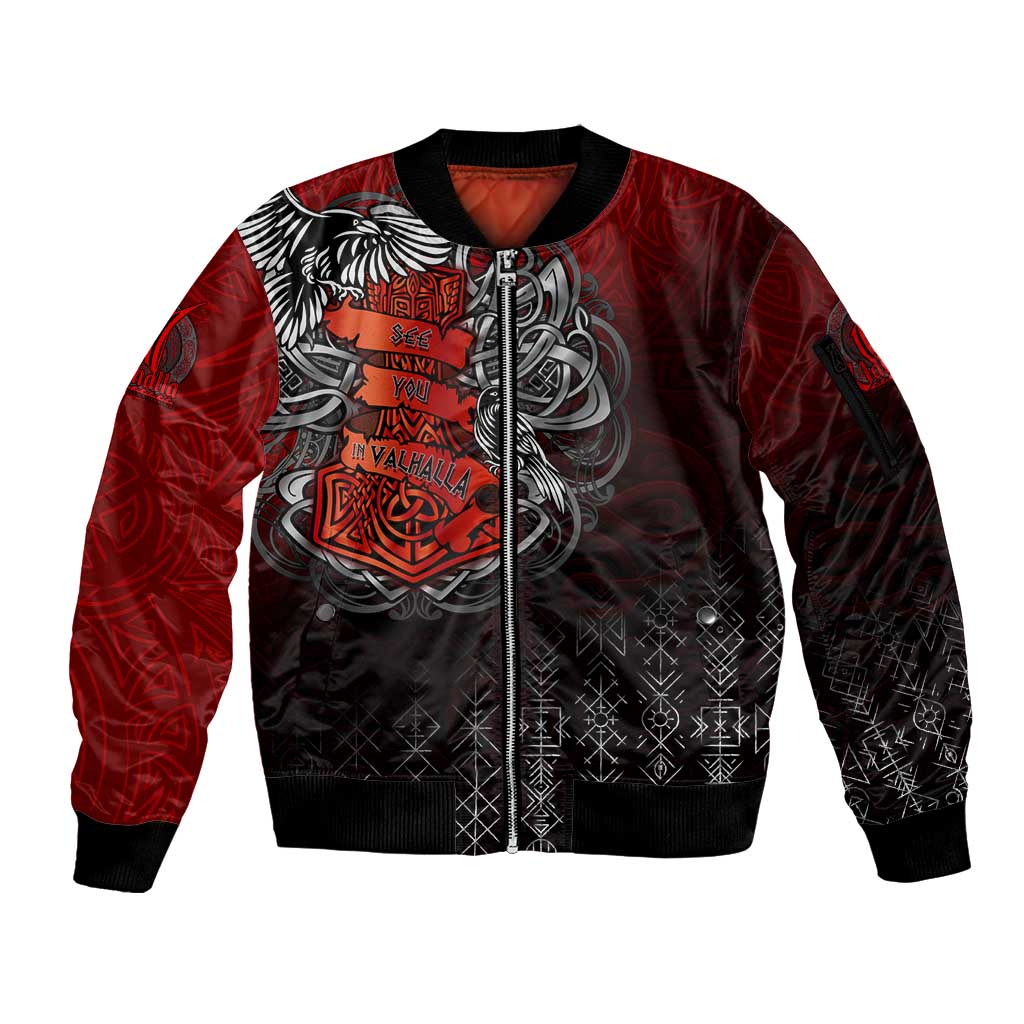 Victory Or Valhalla Sleeve Zip Bomber Jacket Viking - Wonder Print Shop