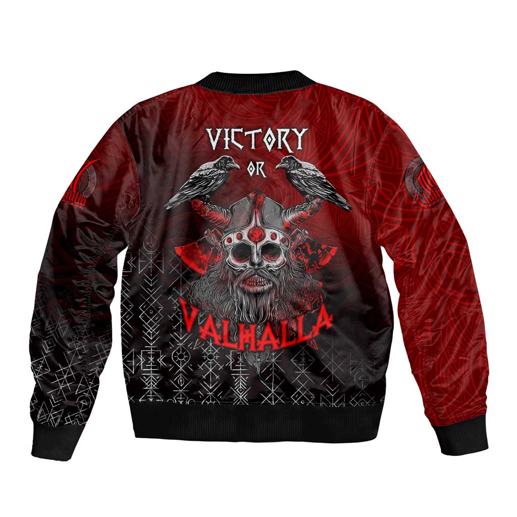 Victory Or Valhalla Sleeve Zip Bomber Jacket Viking - Wonder Print Shop