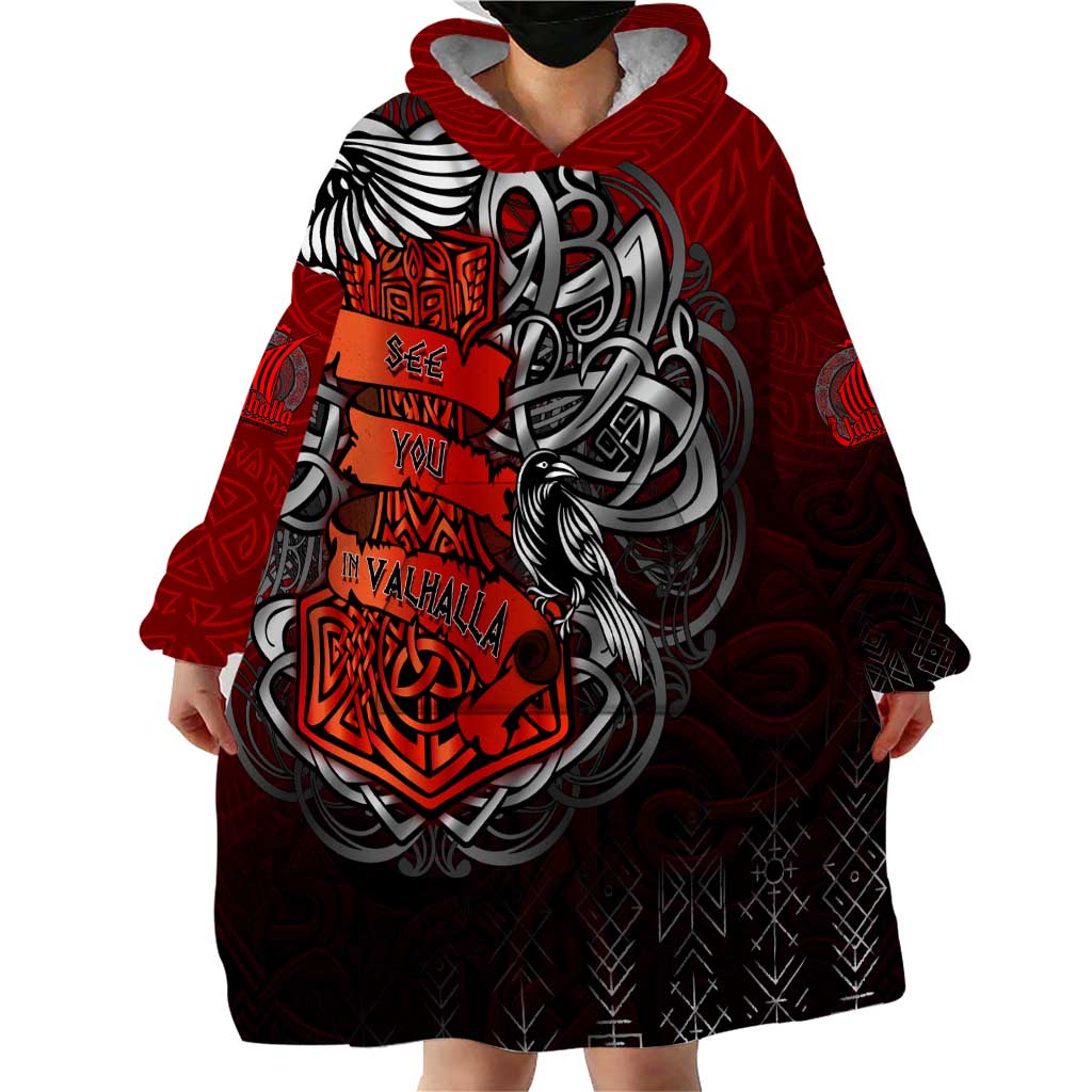 Victory Or Valhalla Wearable Blanket Hoodie Viking - Wonder Print Shop