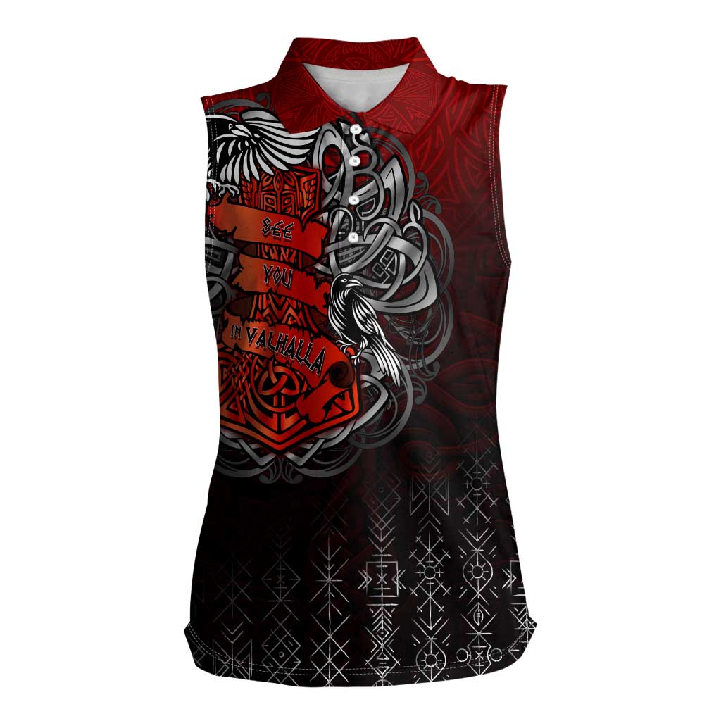 Victory Or Valhalla Women Sleeveless Polo Shirt Viking - Wonder Print Shop