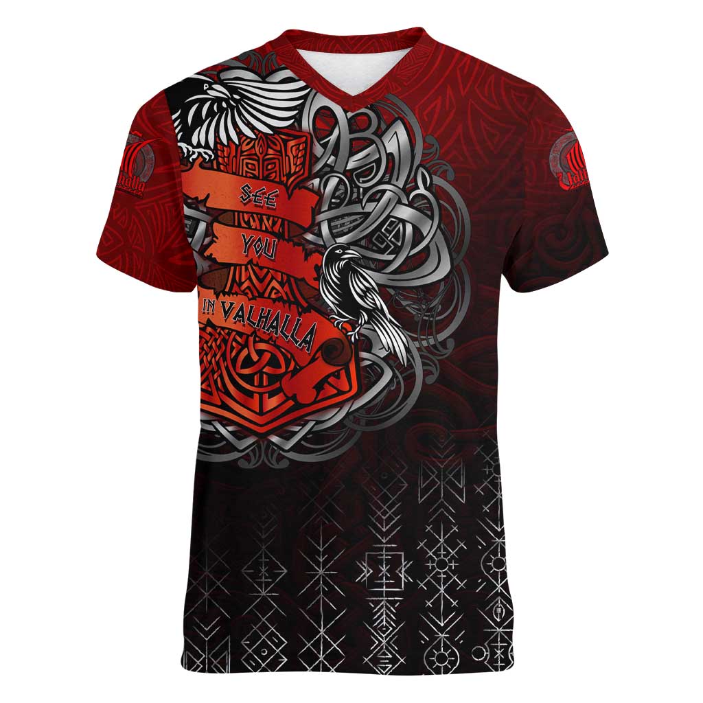 Victory Or Valhalla Women V-Neck T-Shirt Viking - Wonder Print Shop