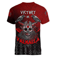 Victory Or Valhalla Women V-Neck T-Shirt Viking - Wonder Print Shop