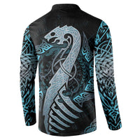 Dragon Viking With Runes Button Sweatshirt Blue Black - Wonder Print Shop