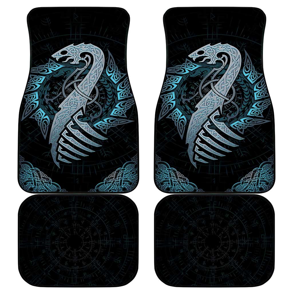 Dragon Viking With Runes Car Mats Blue Black - Wonder Print Shop