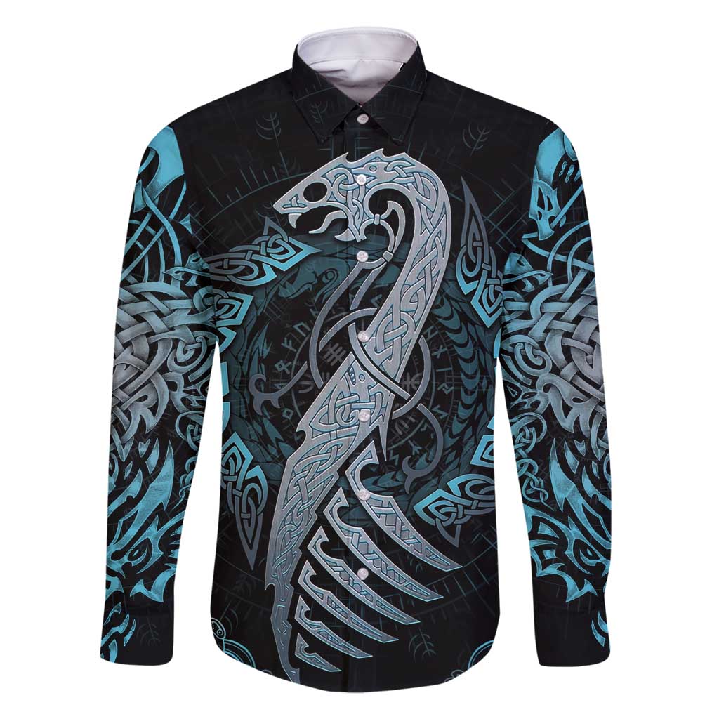 Dragon Viking With Runes Family Matching Mermaid Dress and Hawaiian Shirt Blue Black - Wonder Print Shop