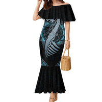 Dragon Viking With Runes Family Matching Mermaid Dress and Hawaiian Shirt Blue Black - Wonder Print Shop