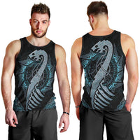 Dragon Viking With Runes Men Tank Top Blue Black - Wonder Print Shop