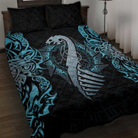 Dragon Viking With Runes Quilt Bed Set Blue Black - Wonder Print Shop