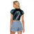 Dragon Viking With Runes Raglan Cropped T Shirt Blue Black - Wonder Print Shop