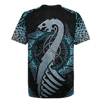 Dragon Viking With Runes Rugby Jersey Blue Black - Wonder Print Shop