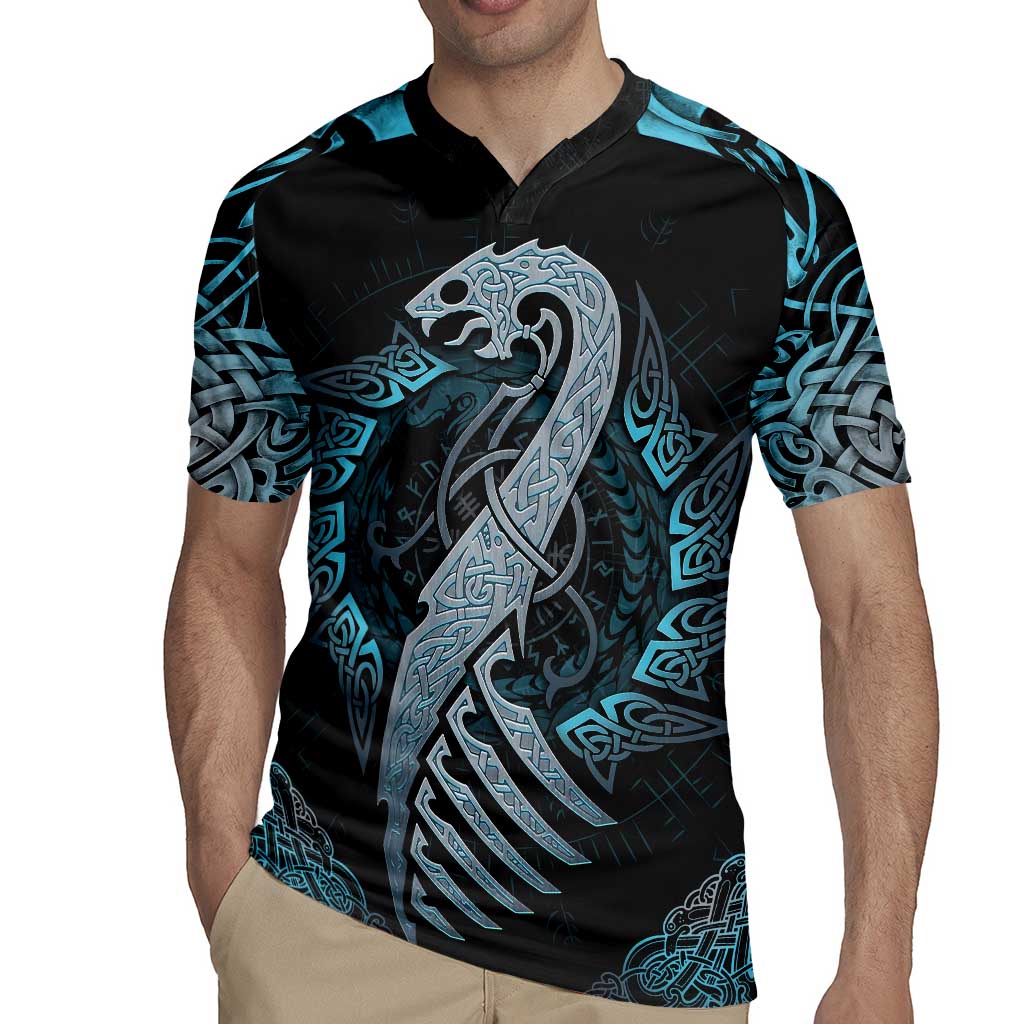 Dragon Viking With Runes Rugby Jersey Blue Black - Wonder Print Shop