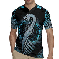 Dragon Viking With Runes Rugby Jersey Blue Black - Wonder Print Shop