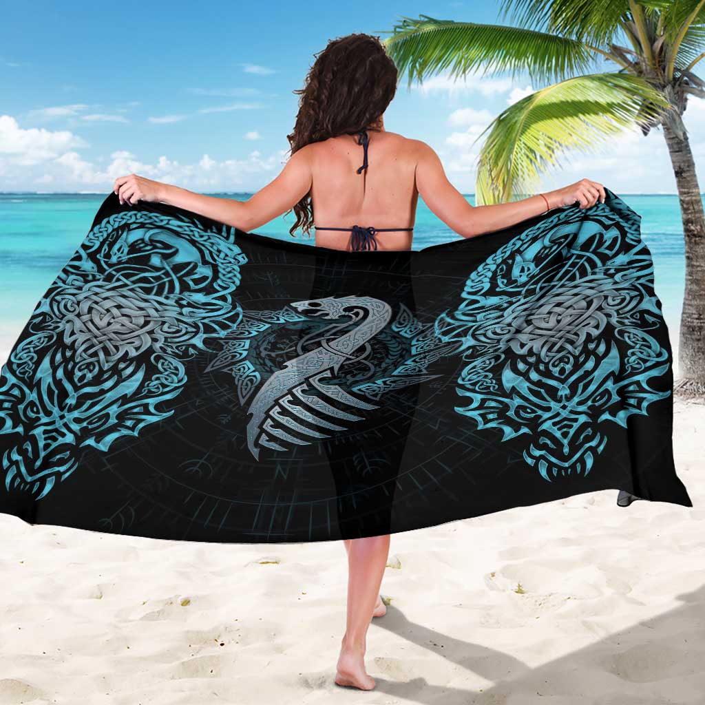 Dragon Viking With Runes Sarong Blue Black - Wonder Print Shop