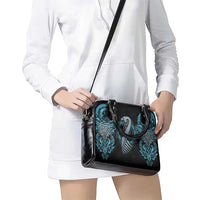 Dragon Viking With Runes Shoulder Handbag Blue Black