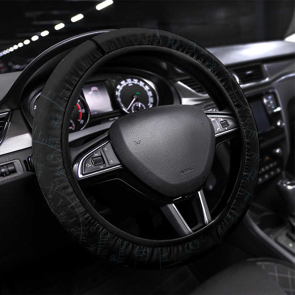 Dragon Viking With Runes Steering Wheel Cover Blue Black - Wonder Print Shop