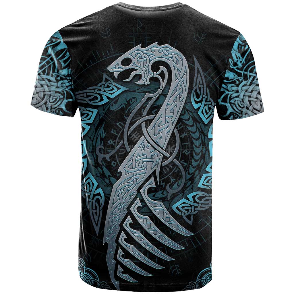 Dragon Viking With Runes T Shirt Blue Black - Wonder Print Shop