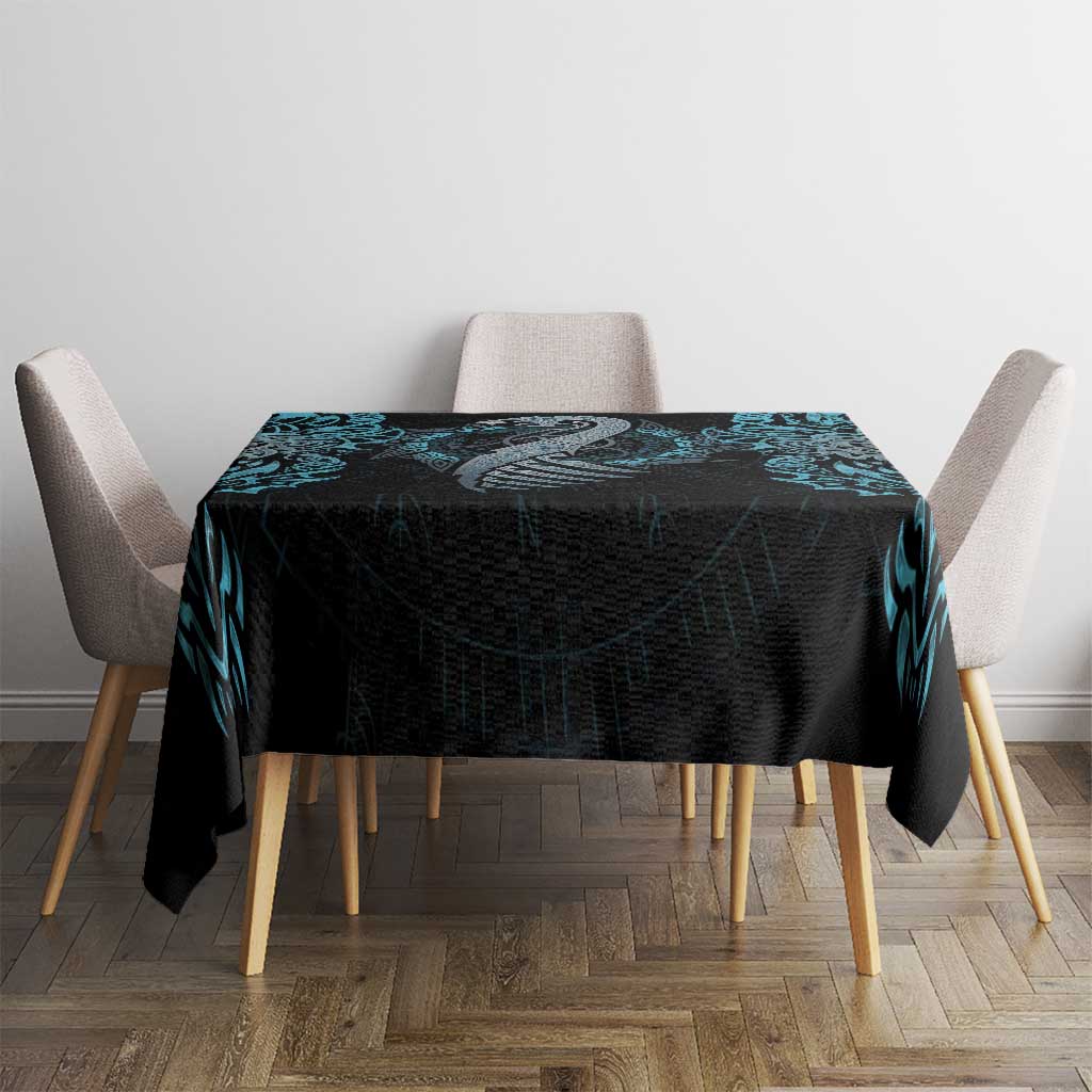 Dragon Viking With Runes Tablecloth Blue Black - Wonder Print Shop