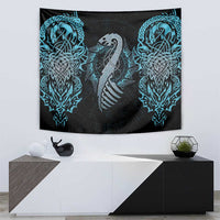Dragon Viking With Runes Tapestry Blue Black - Wonder Print Shop