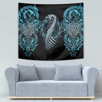 Dragon Viking With Runes Tapestry Blue Black - Wonder Print Shop