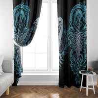 Dragon Viking With Runes Window Curtain Blue Black - Wonder Print Shop