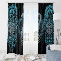 Dragon Viking With Runes Window Curtain Blue Black - Wonder Print Shop