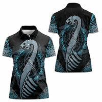 Dragon Viking With Runes Women Polo Shirt Blue Black - Wonder Print Shop