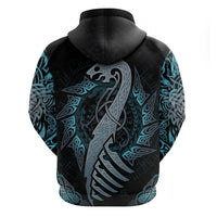 Dragon Viking With Runes Zip Hoodie Blue Black - Wonder Print Shop