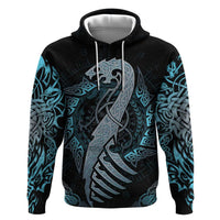 Dragon Viking With Runes Zip Hoodie Blue Black - Wonder Print Shop