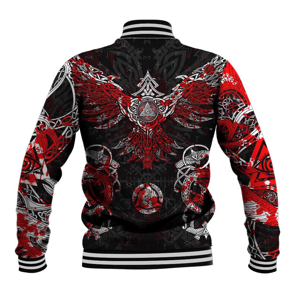 Raven And Norse Runes Baseball Jacket Viking - Wonder Print Shop
