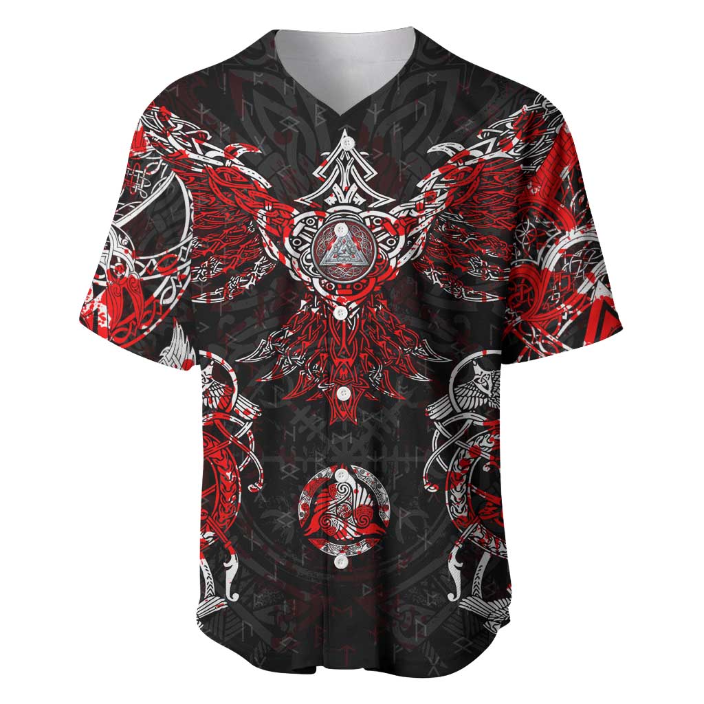 Raven And Norse Runes Baseball Jersey Viking - Wonder Print Shop