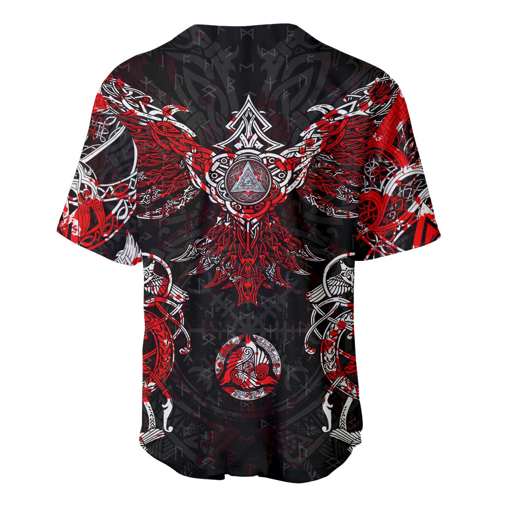 Raven And Norse Runes Baseball Jersey Viking - Wonder Print Shop