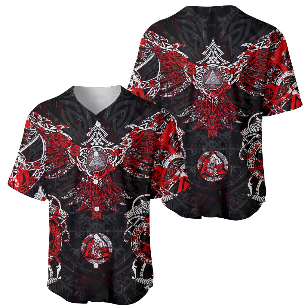 Raven And Norse Runes Baseball Jersey Viking - Wonder Print Shop