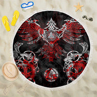Raven And Norse Runes Beach Blanket Viking - Wonder Print Shop