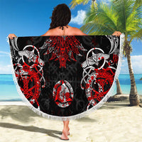 Raven And Norse Runes Beach Blanket Viking - Wonder Print Shop