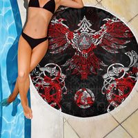 Raven And Norse Runes Beach Blanket Viking - Wonder Print Shop