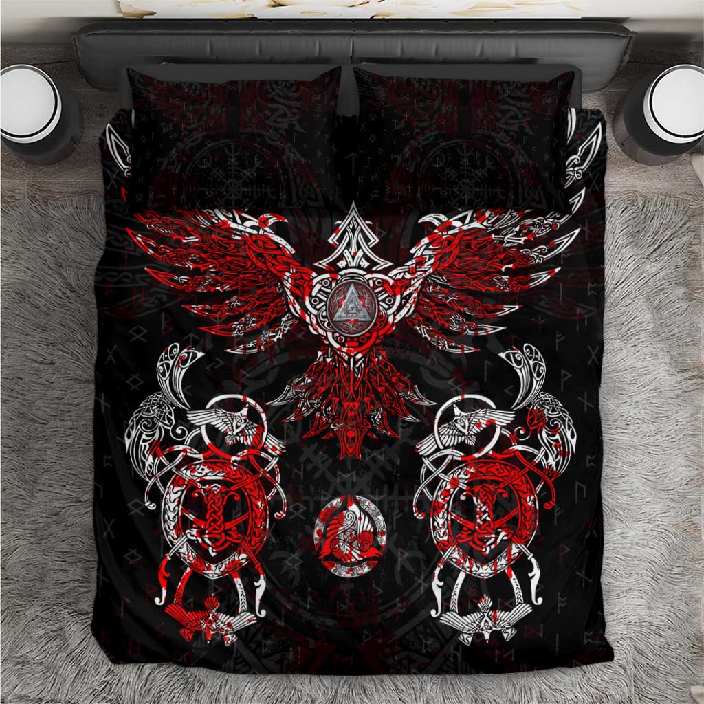 Raven And Norse Runes Bedding Set Viking - Wonder Print Shop