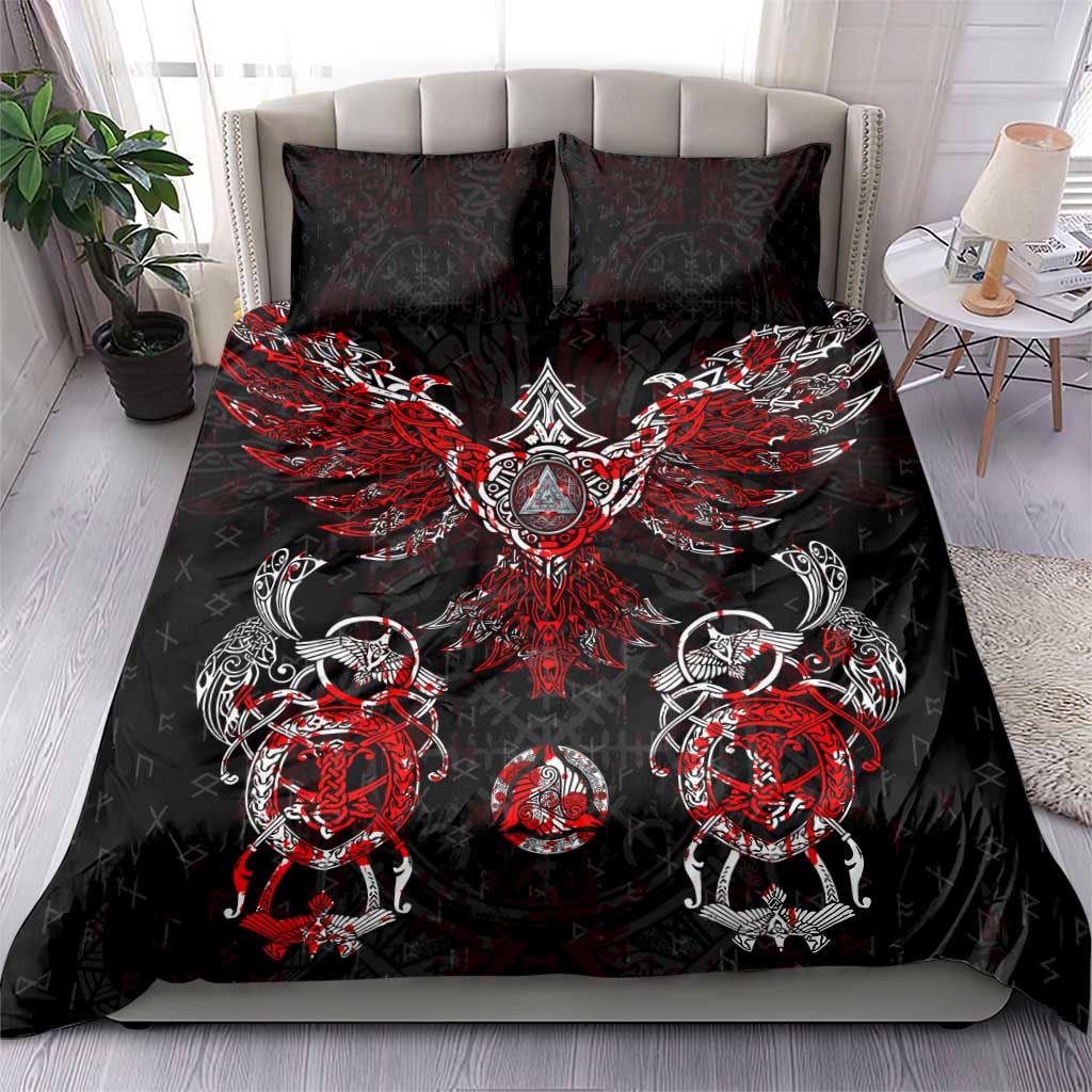 Raven And Norse Runes Bedding Set Viking - Wonder Print Shop