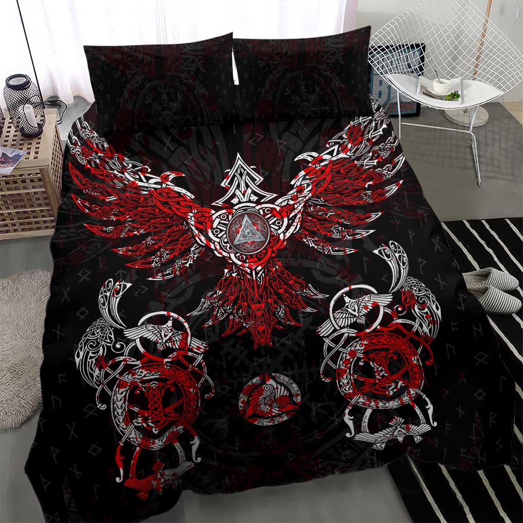 Raven And Norse Runes Bedding Set Viking - Wonder Print Shop