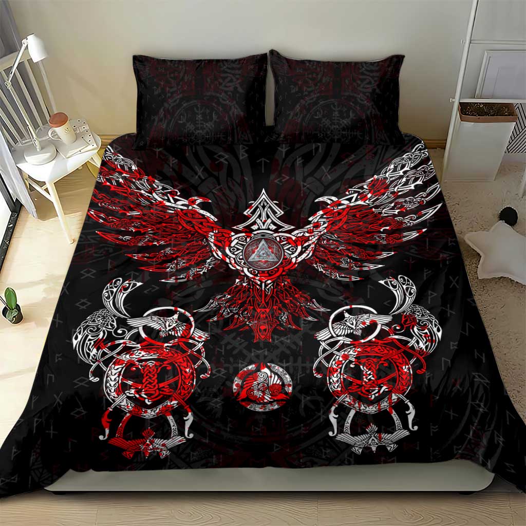 Raven And Norse Runes Bedding Set Viking - Wonder Print Shop