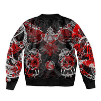 Raven And Norse Runes Bomber Jacket Viking - Wonder Print Shop