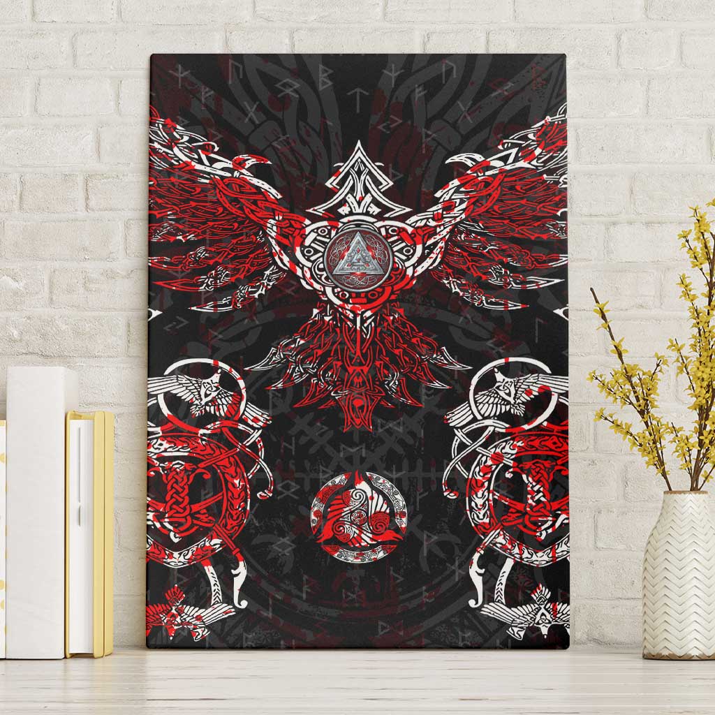 Raven And Norse Runes Canvas Wall Art Viking - Wonder Print Shop