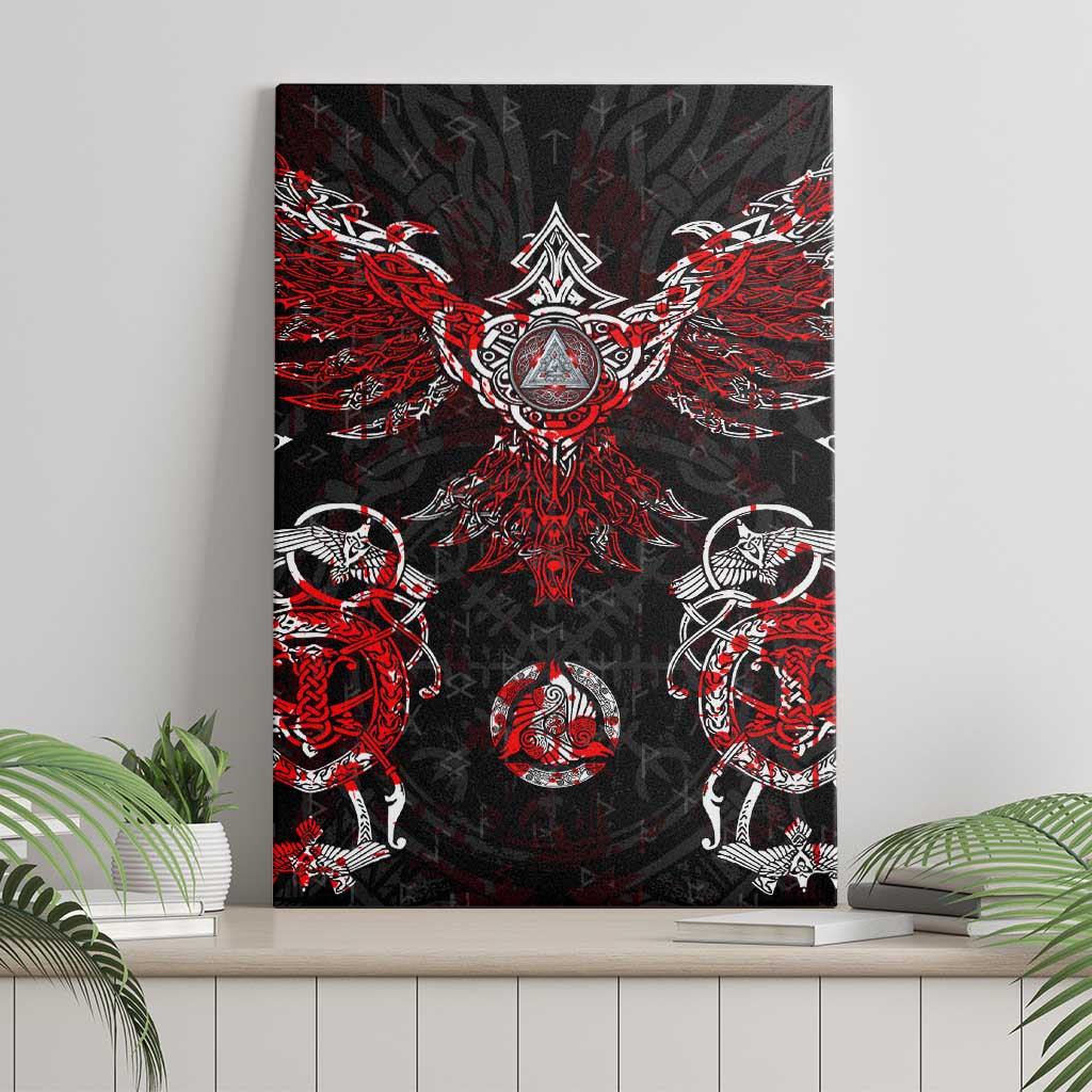 Raven And Norse Runes Canvas Wall Art Viking - Wonder Print Shop