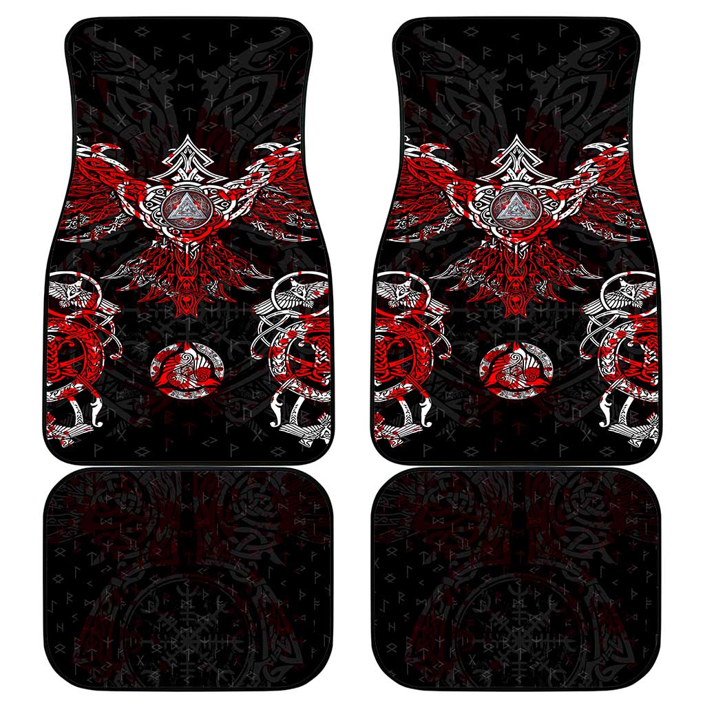 Raven And Norse Runes Car Mats Viking - Wonder Print Shop