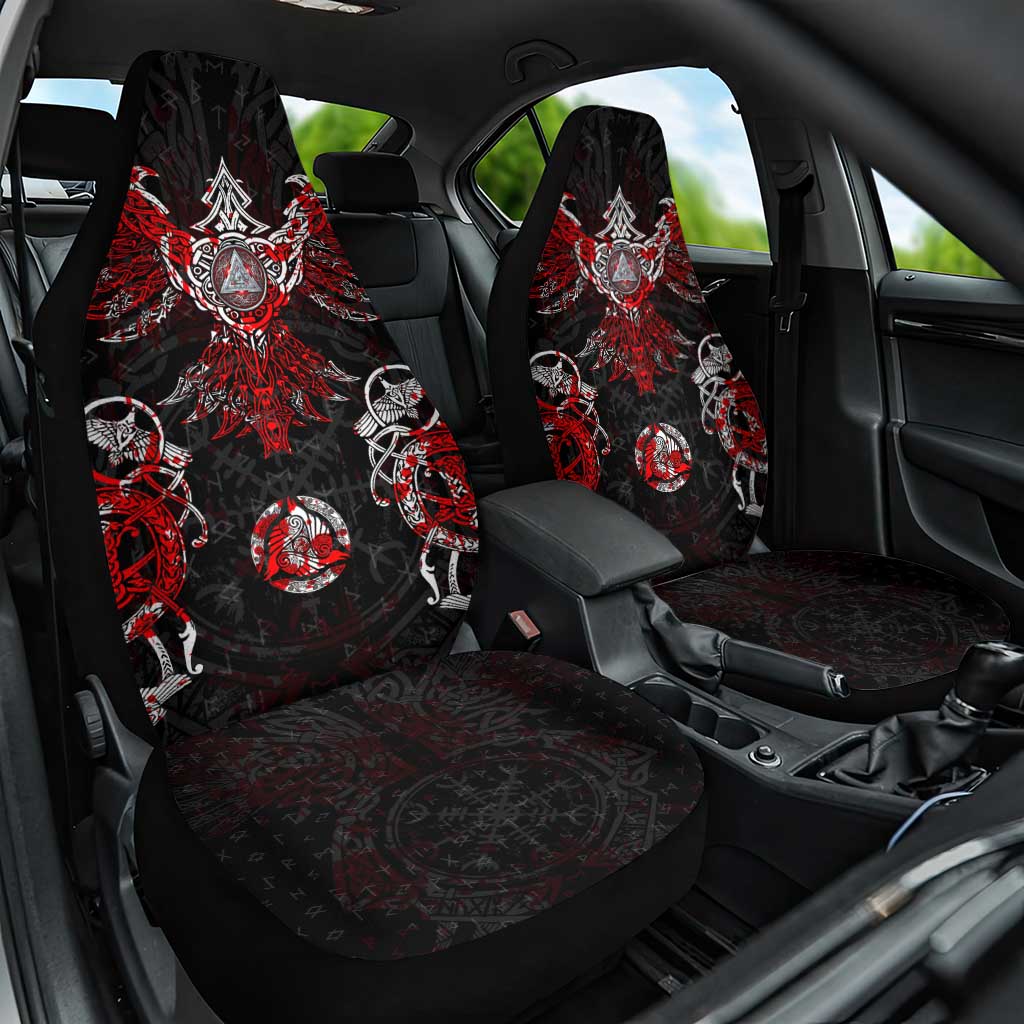 Raven And Norse Runes Car Seat Cover Viking - Wonder Print Shop
