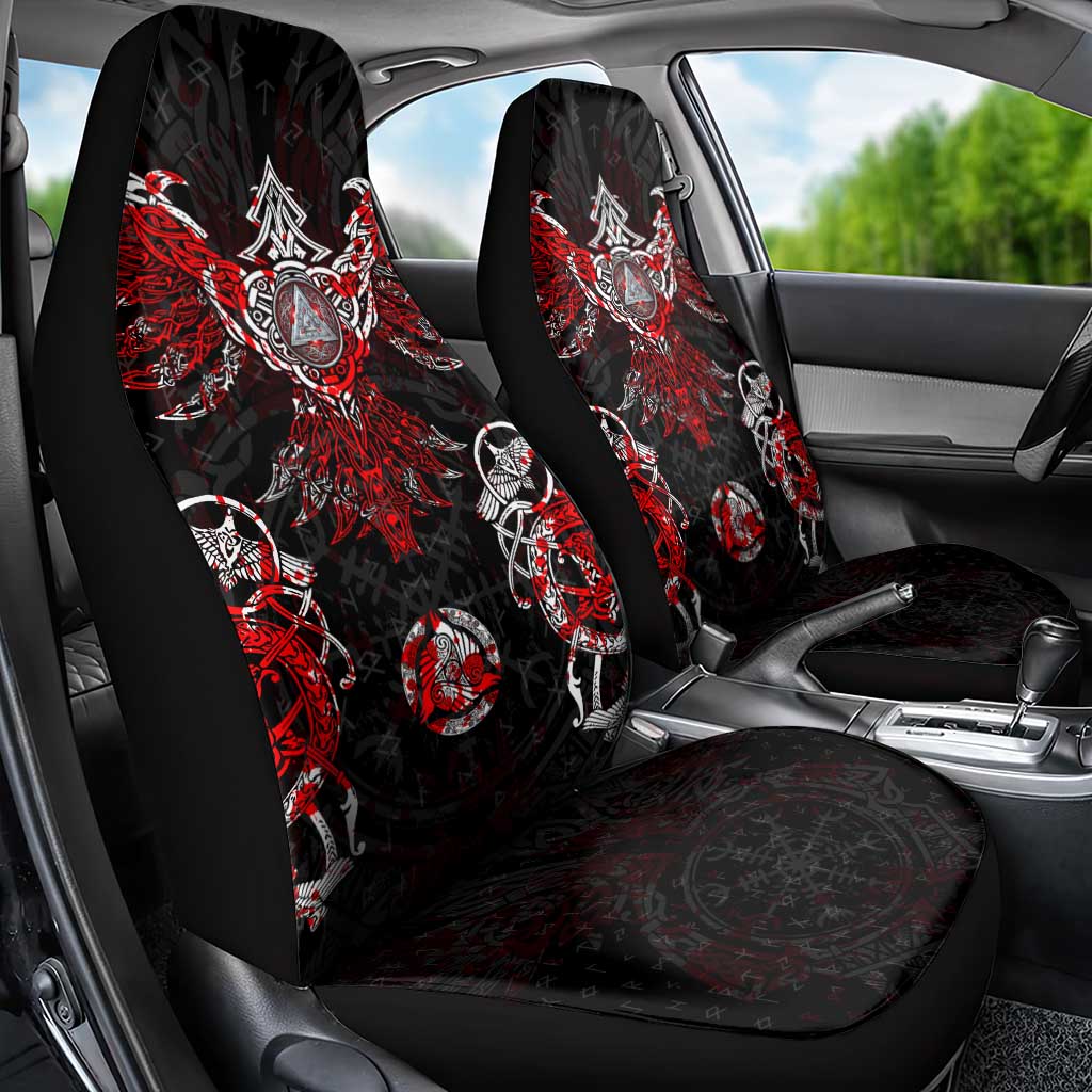 Raven And Norse Runes Car Seat Cover Viking - Wonder Print Shop
