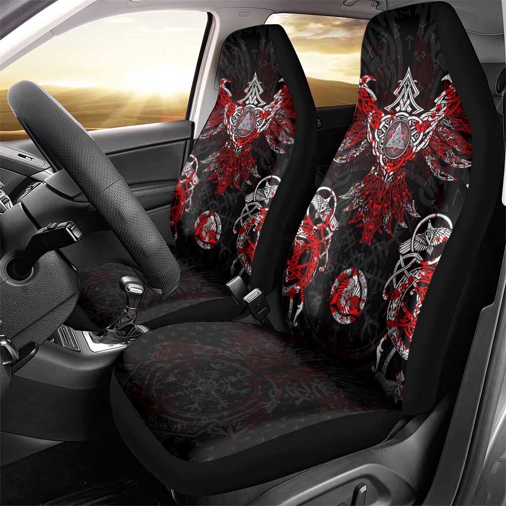 Raven And Norse Runes Car Seat Cover Viking - Wonder Print Shop