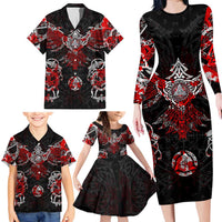 Raven And Norse Runes Family Matching Long Sleeve Bodycon Dress and Hawaiian Shirt Viking - Wonder Print Shop
